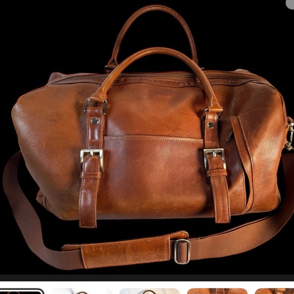 Vintage Wilsons Leather Chestnut Weekender Duffel Bag Overnight Carry-On - Picture 1 of 13